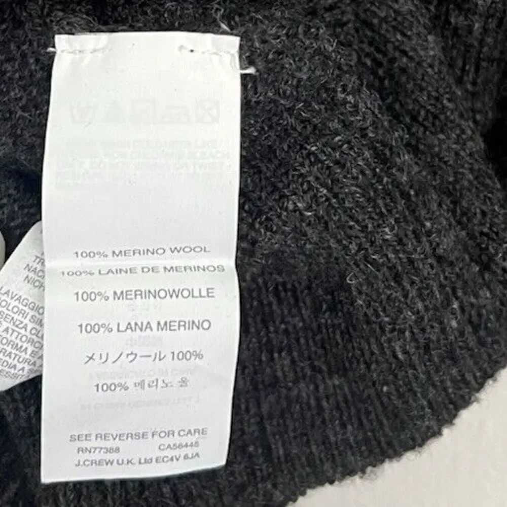 J.Crew Slim Fit Charcoal Gray Shawl Collar Sweater 100% Merino Wool Elbow Patch
